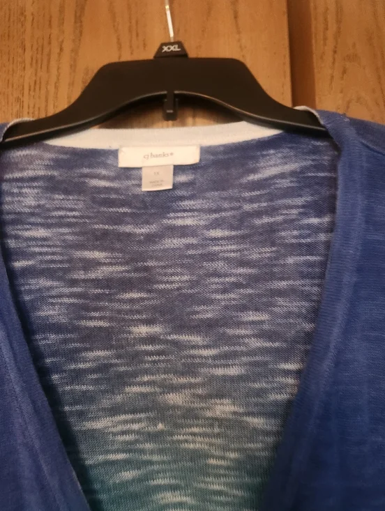 CJ Banks Gradient Blue to White Button-Front Women's Sweater - Picture 5 of 8